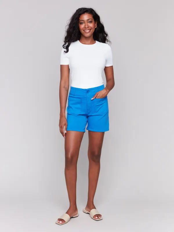 Twill Shorts with Patch Pockets - Coastal sold by Charlie B