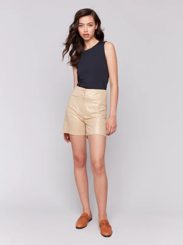 Foil Linen Shorts with Patch Pockets - Gold sold by Charlie B