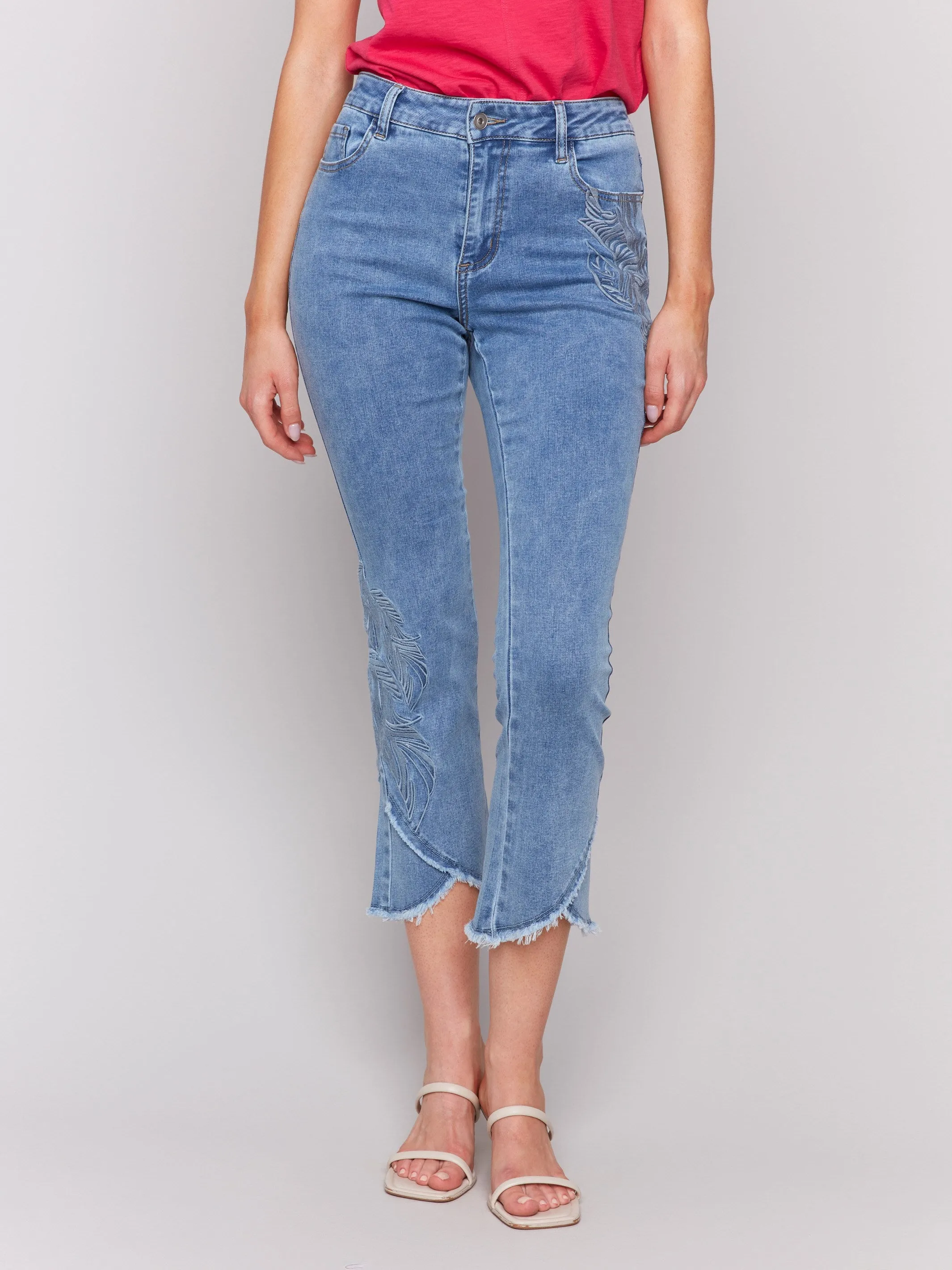 Embroidered Bootcut Jeans with Tulip Hem - Light Blue sold by Charlie B product image thumbnail 2