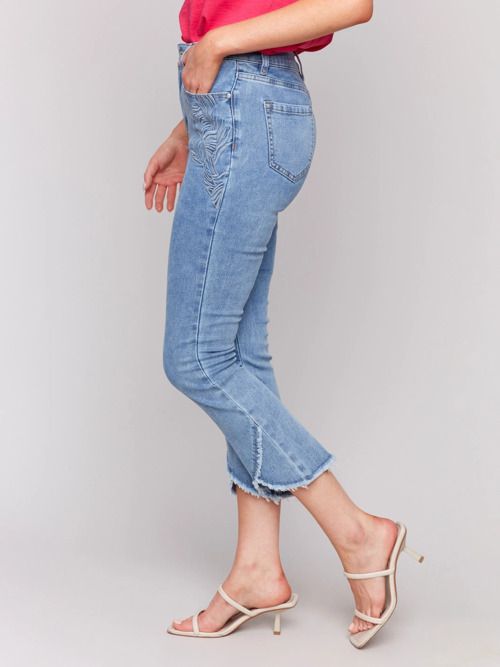 Embroidered Bootcut Jeans with Tulip Hem - Light Blue sold by Charlie B product image thumbnail 3