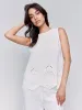 Sleeveless Linen Top with Eyelet Embroidery - White sold by Charlie B