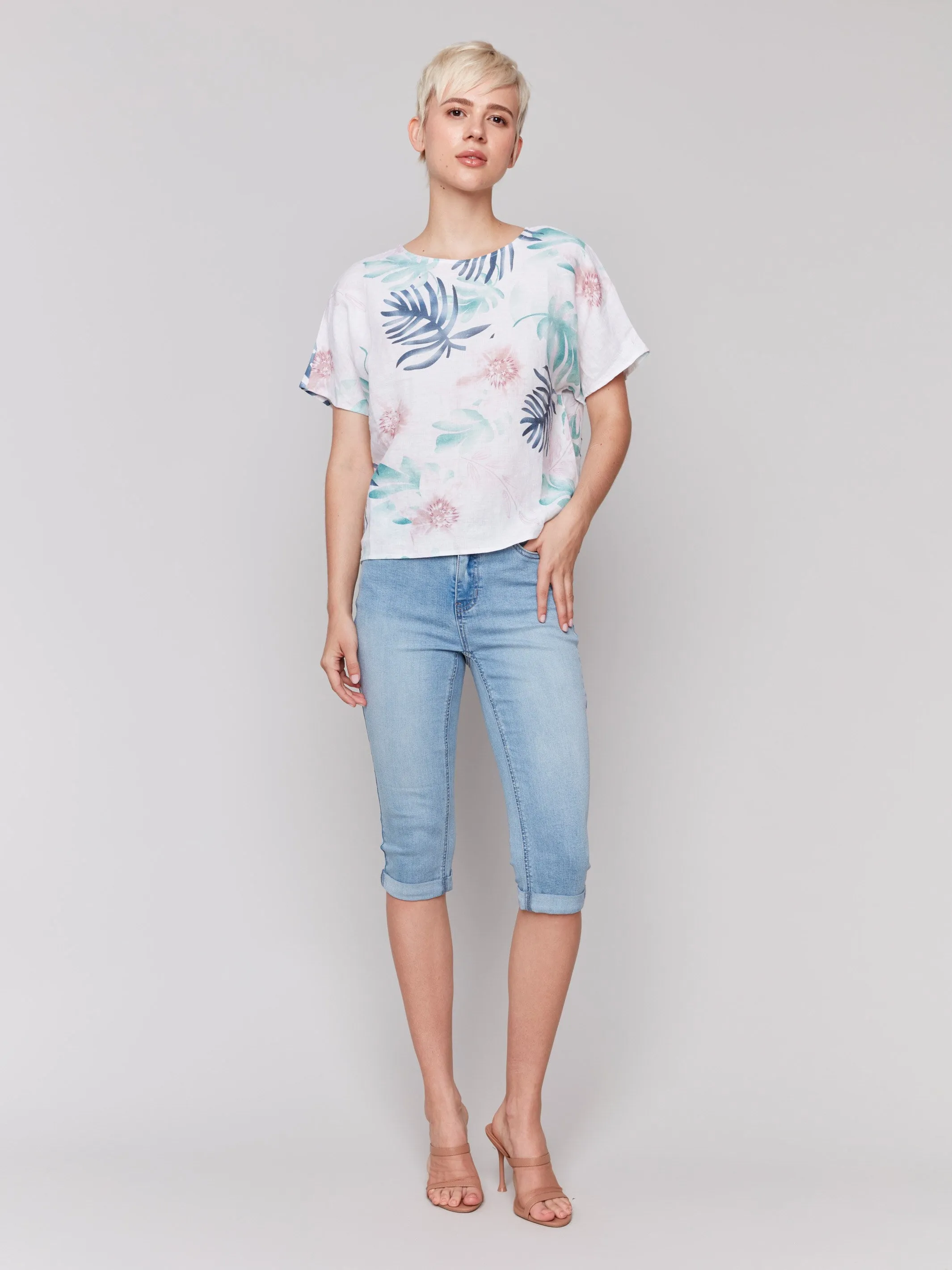 Printed Linen Dolman Top - Lush sold by Charlie B product image thumbnail 5