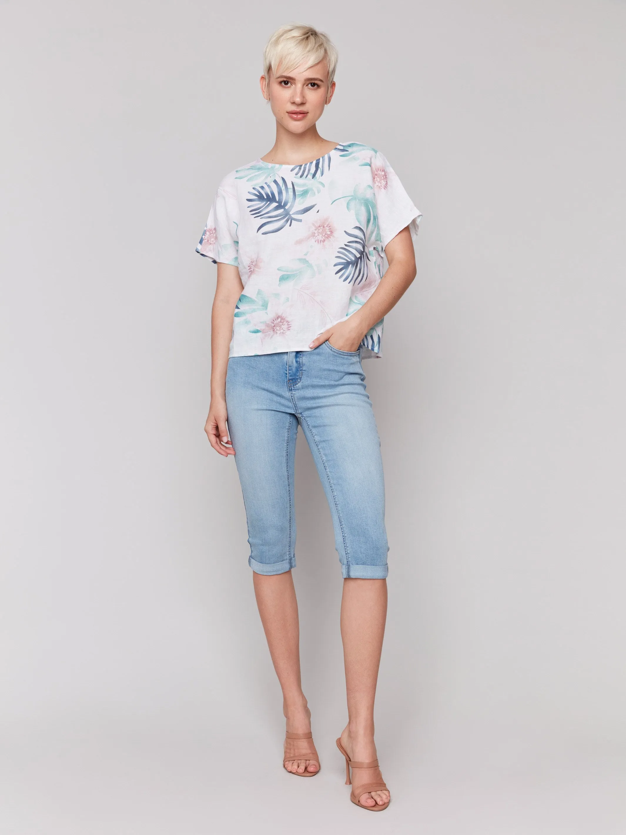 Printed Linen Dolman Top - Lush sold by Charlie B product image thumbnail 2