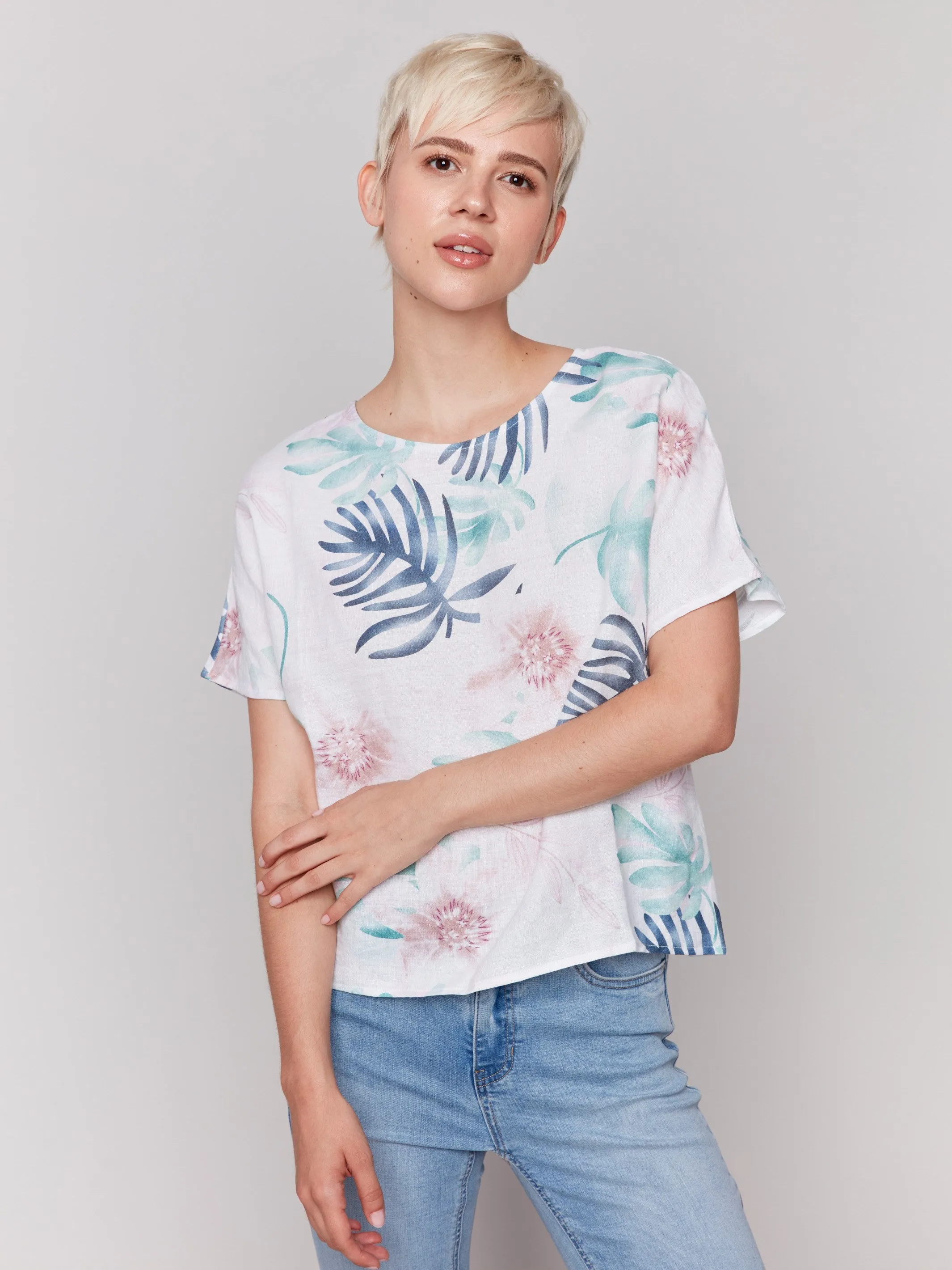 Printed Linen Dolman Top - Lush sold by Charlie B product image thumbnail 3