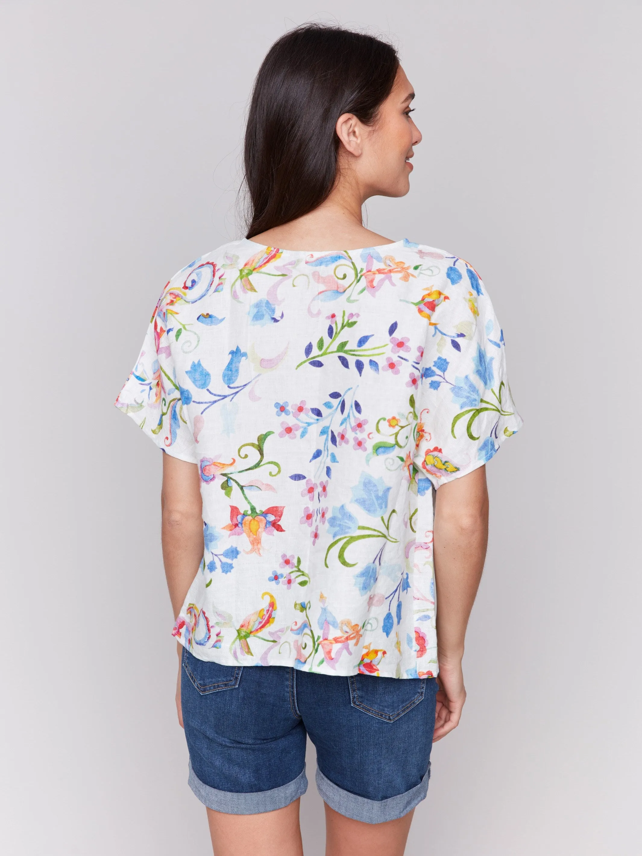 Printed Linen Dolman Top - Utopia sold by Charlie B product image thumbnail 3