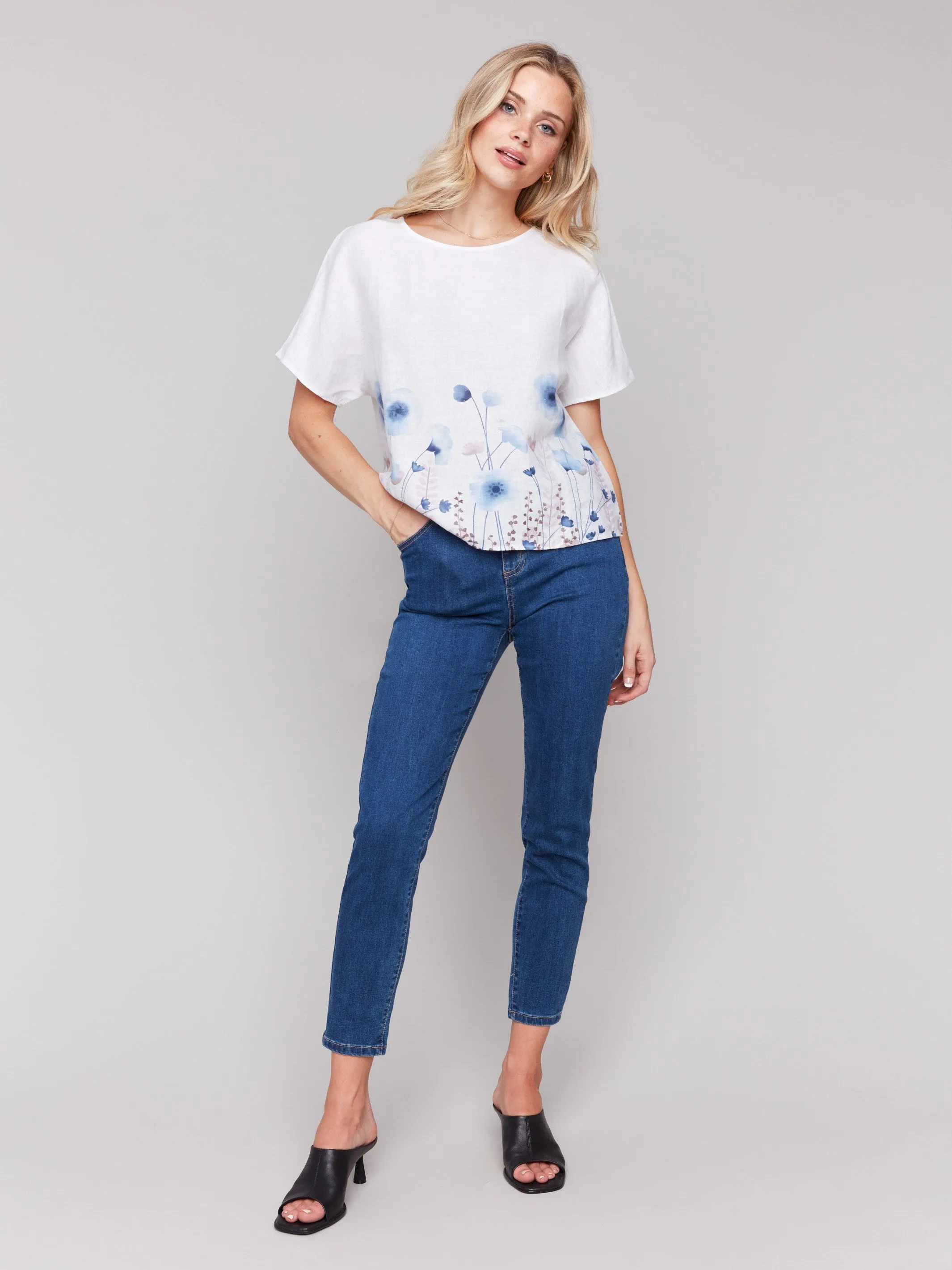 Printed Linen Dolman Top - Field sold by Charlie B product image thumbnail 2