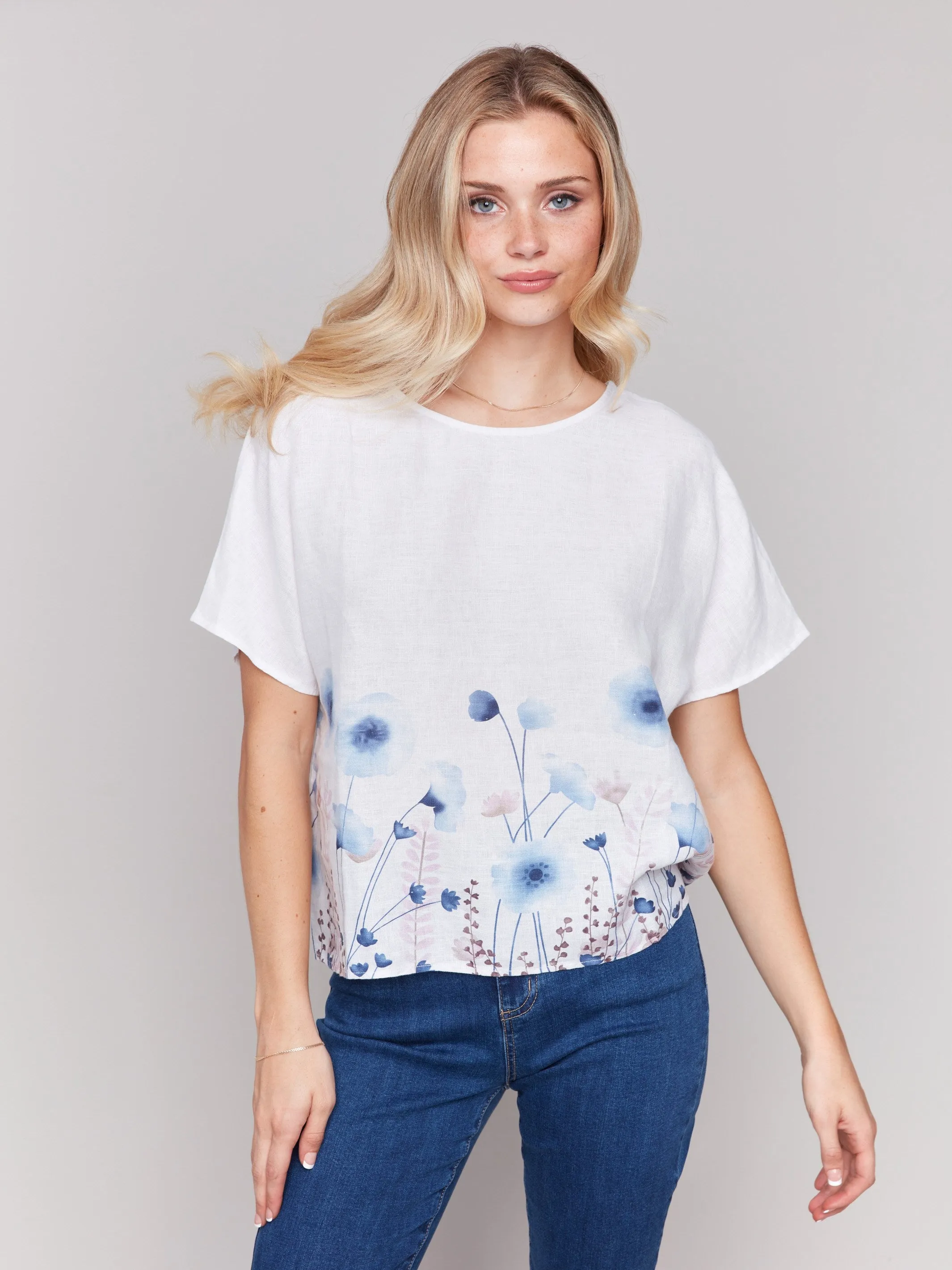 Printed Linen Dolman Top - Field sold by Charlie B product image thumbnail 4