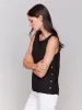 Sleeveless Linen Top with Side Buttons - Black sold by Charlie B