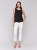 Sleeveless Linen Top with Side Buttons - Black sold by Charlie B