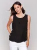 Sleeveless Linen Top with Side Buttons - Black sold by Charlie B