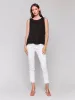 Sleeveless Linen Top with Side Buttons - Black sold by Charlie B