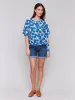 Printed Cotton Gauze Blouse with Side Tie - Tennis sold by Charlie B