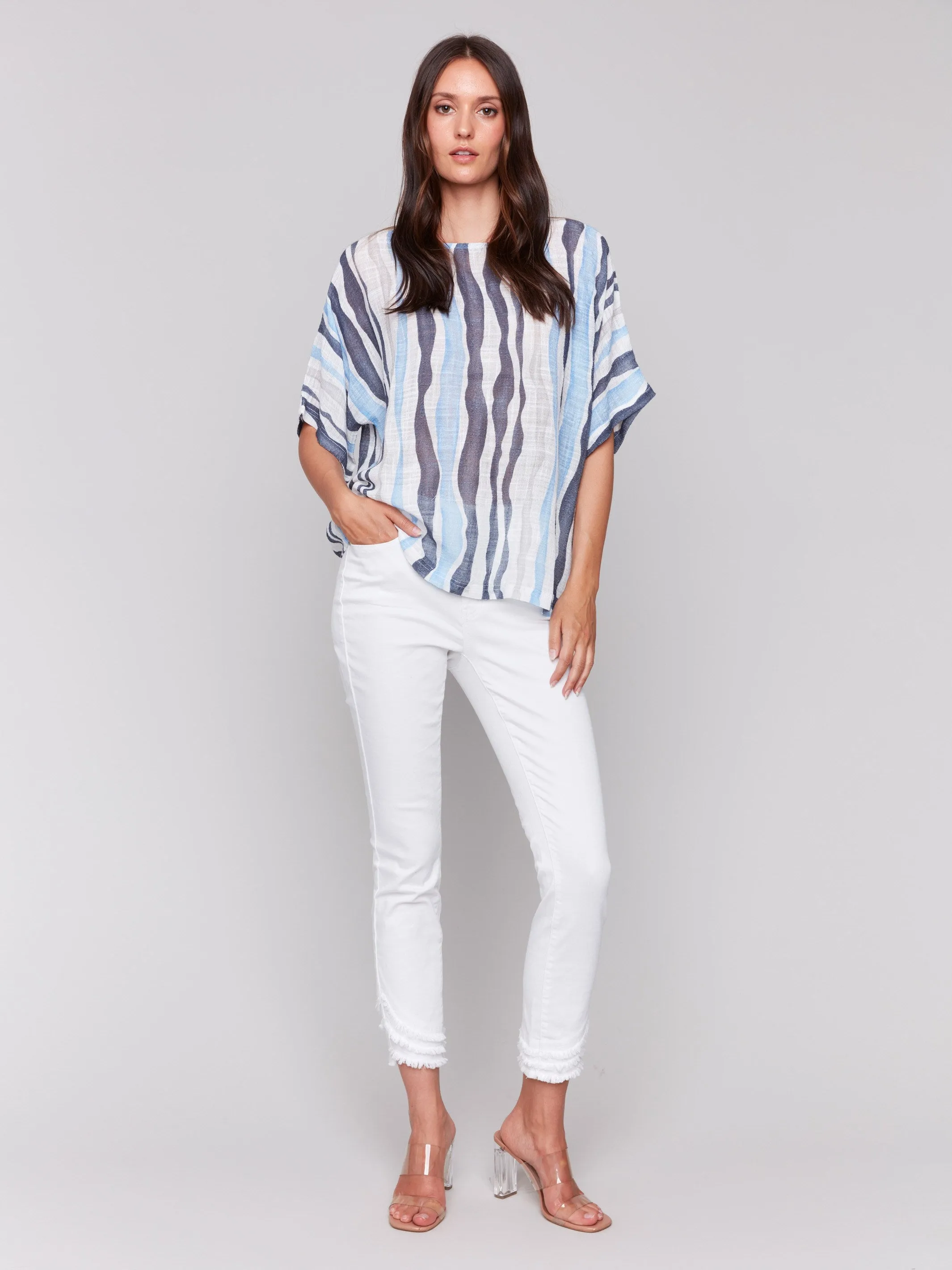 Printed Cotton Gauze Dolman Blouse - Surf sold by Charlie B product image thumbnail 2