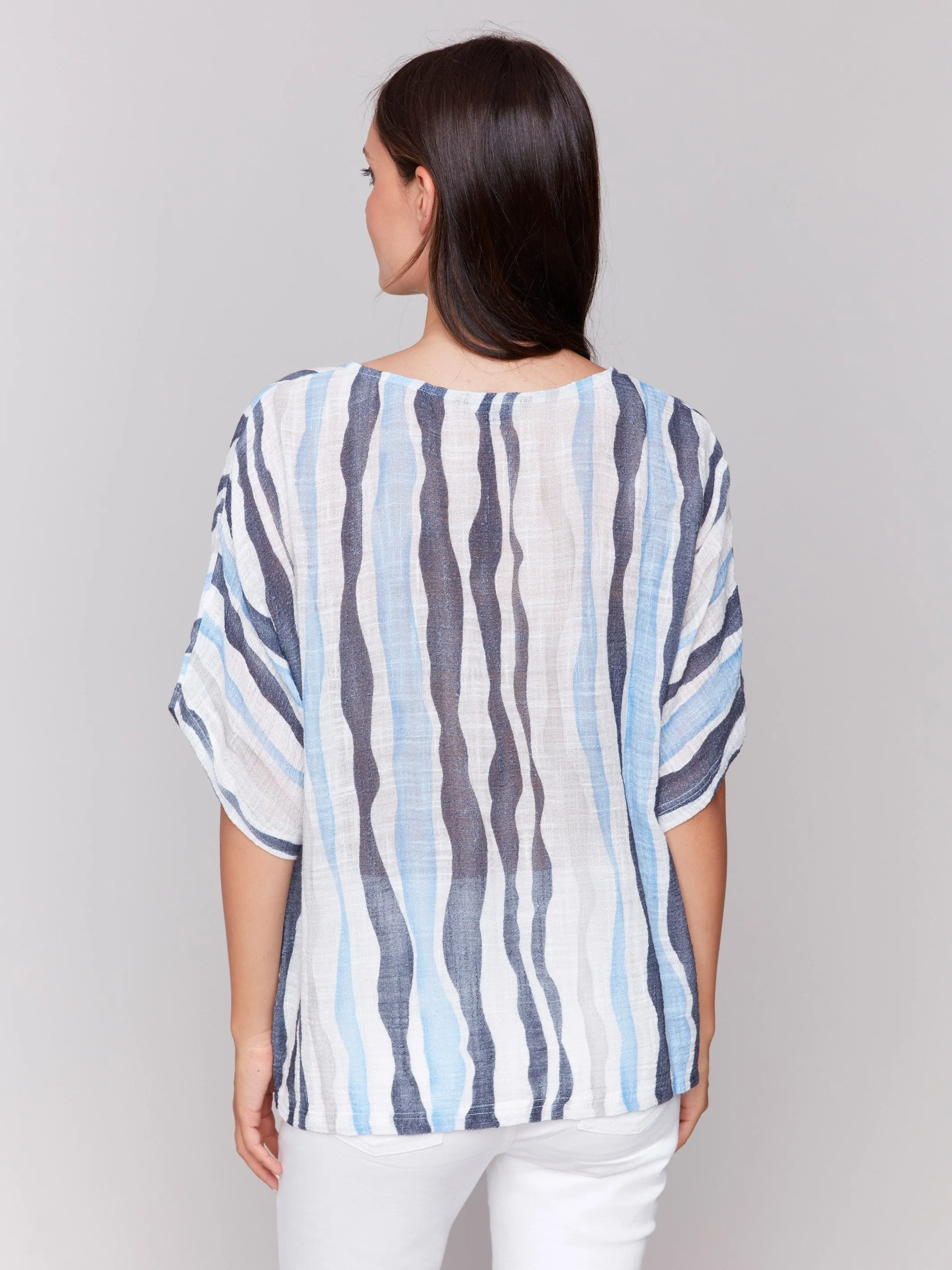 Printed Cotton Gauze Dolman Blouse - Surf sold by Charlie B product image thumbnail 3