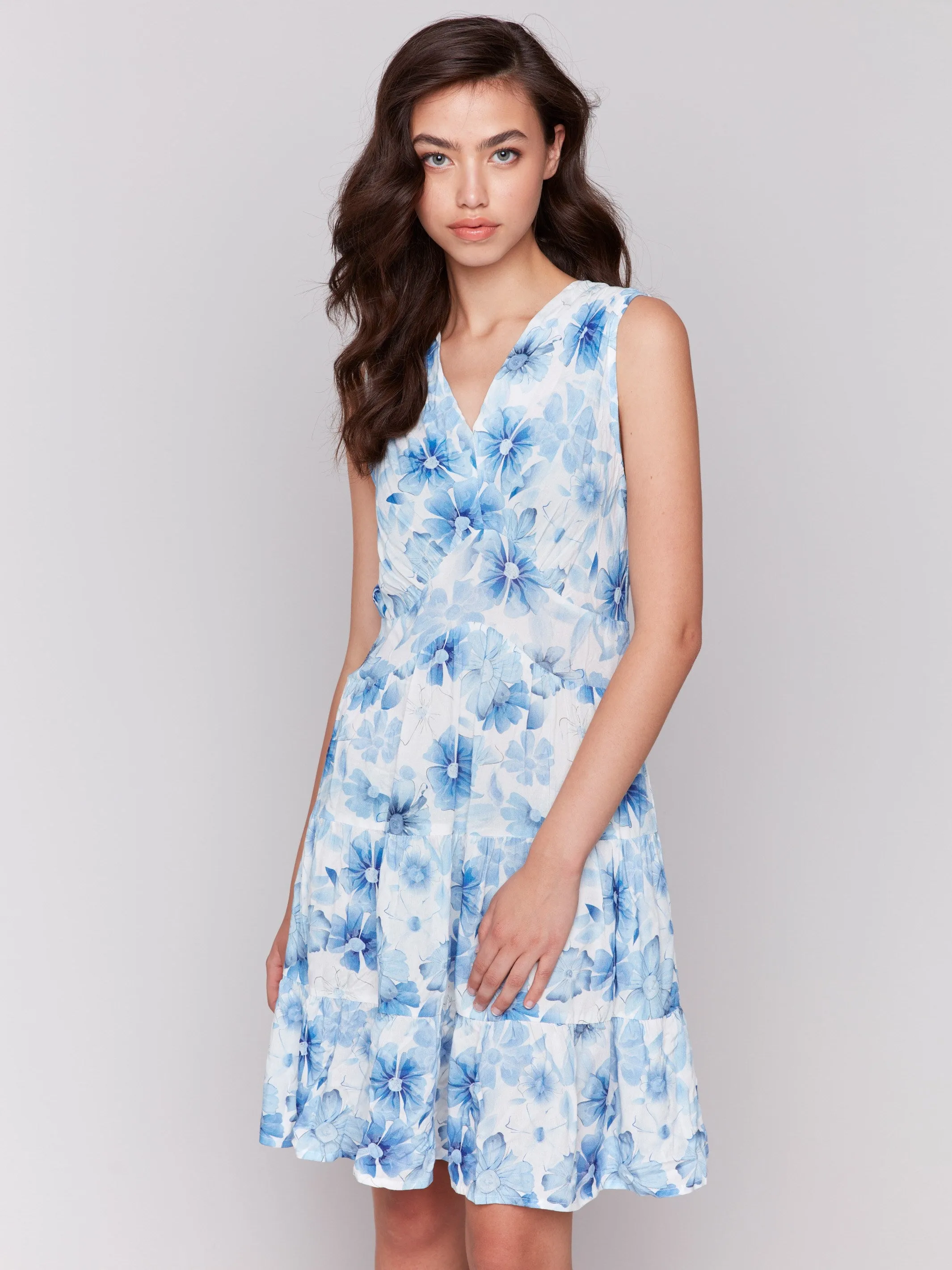 Printed Sleeveless V-Neck Tiered Dress - Celestial sold by Charlie B