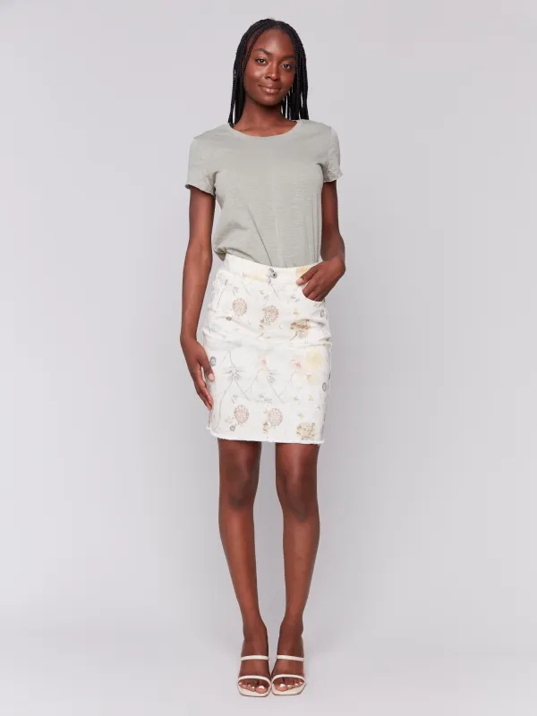 Printed Stretch Twill Skort - Garden sold by Charlie B