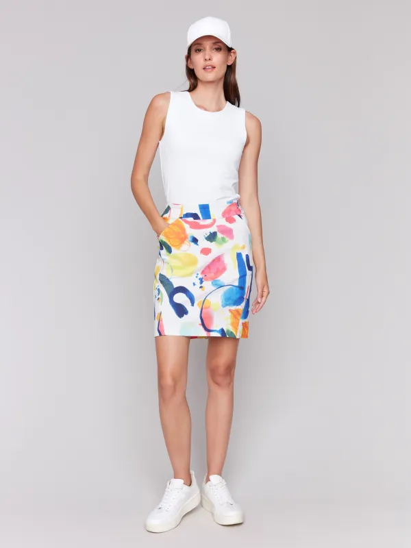 Printed Stretch Skort - Abstract sold by Charlie B