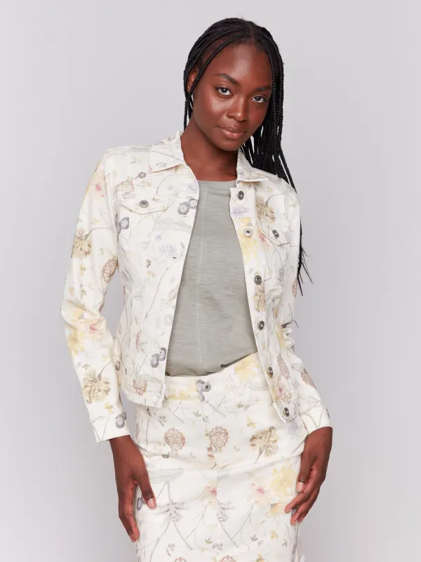 Printed Stretch Twill Jacket - Garden sold by Charlie B