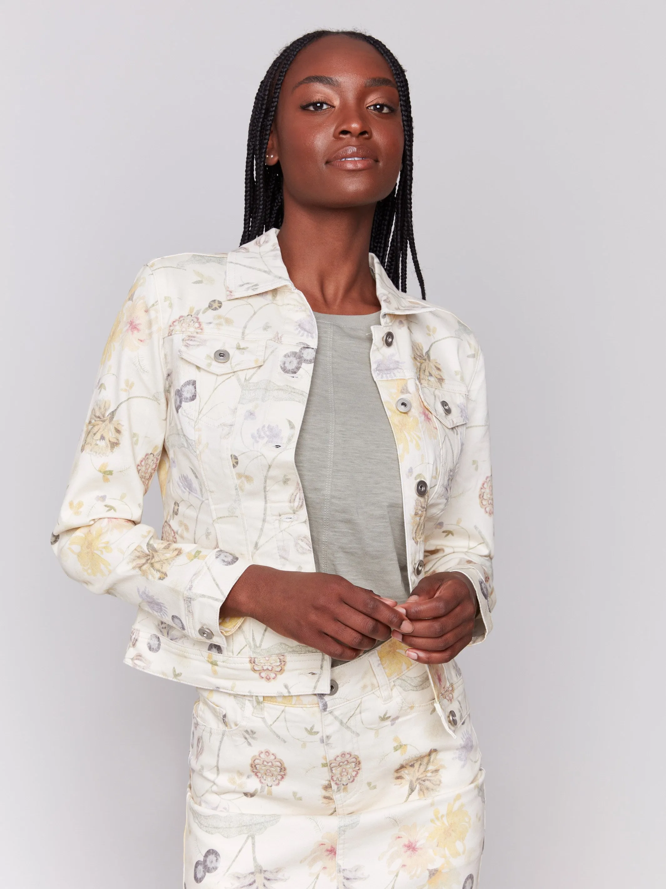 Printed Stretch Twill Jacket - Garden sold by Charlie B product image thumbnail 5