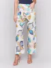 Printed Cropped Linen Blend Pants - Feathers sold by Charlie B