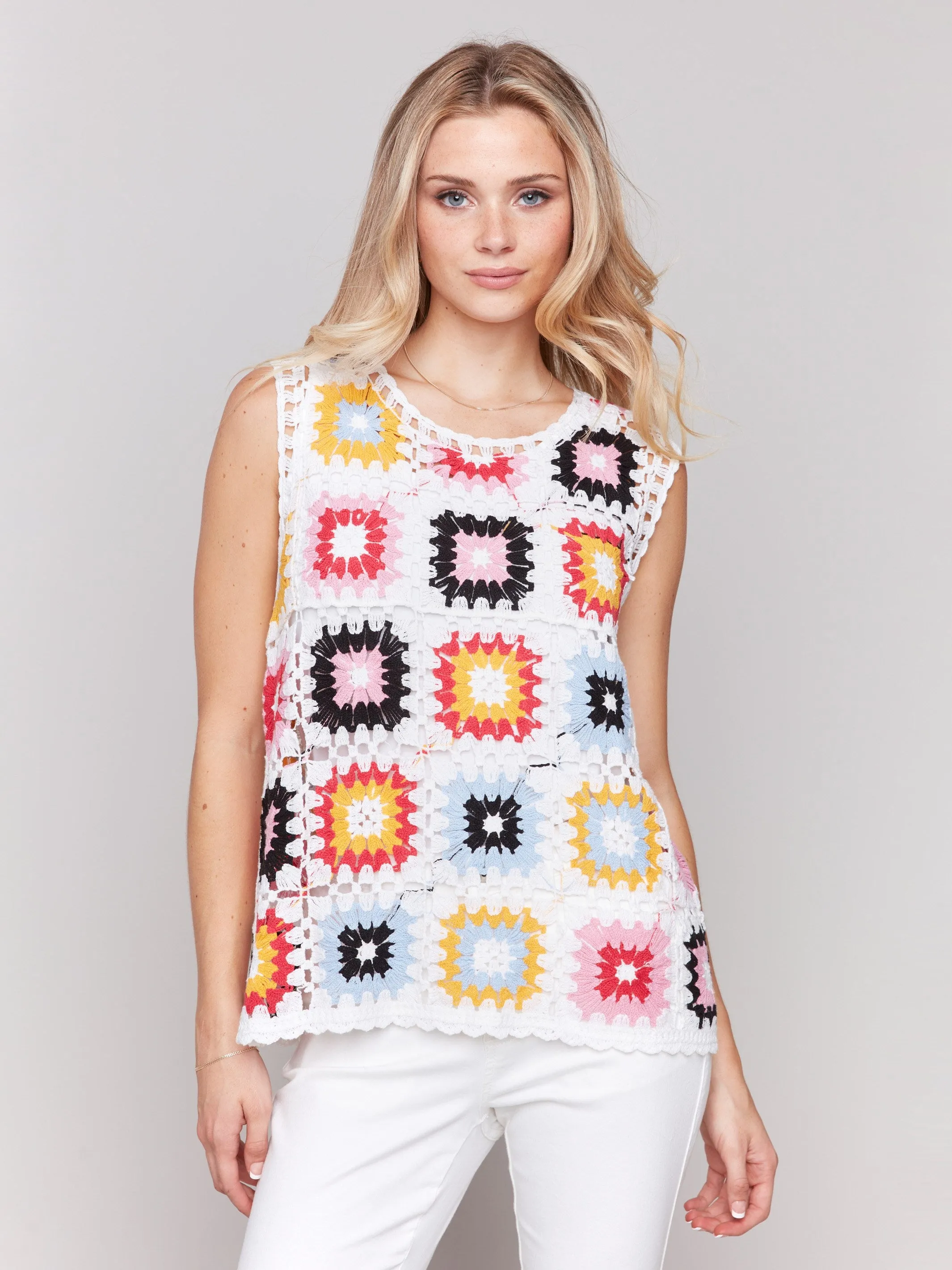 Sleeveless Crochet Crew Neck Top - Multicolor sold by Charlie B product image thumbnail 4