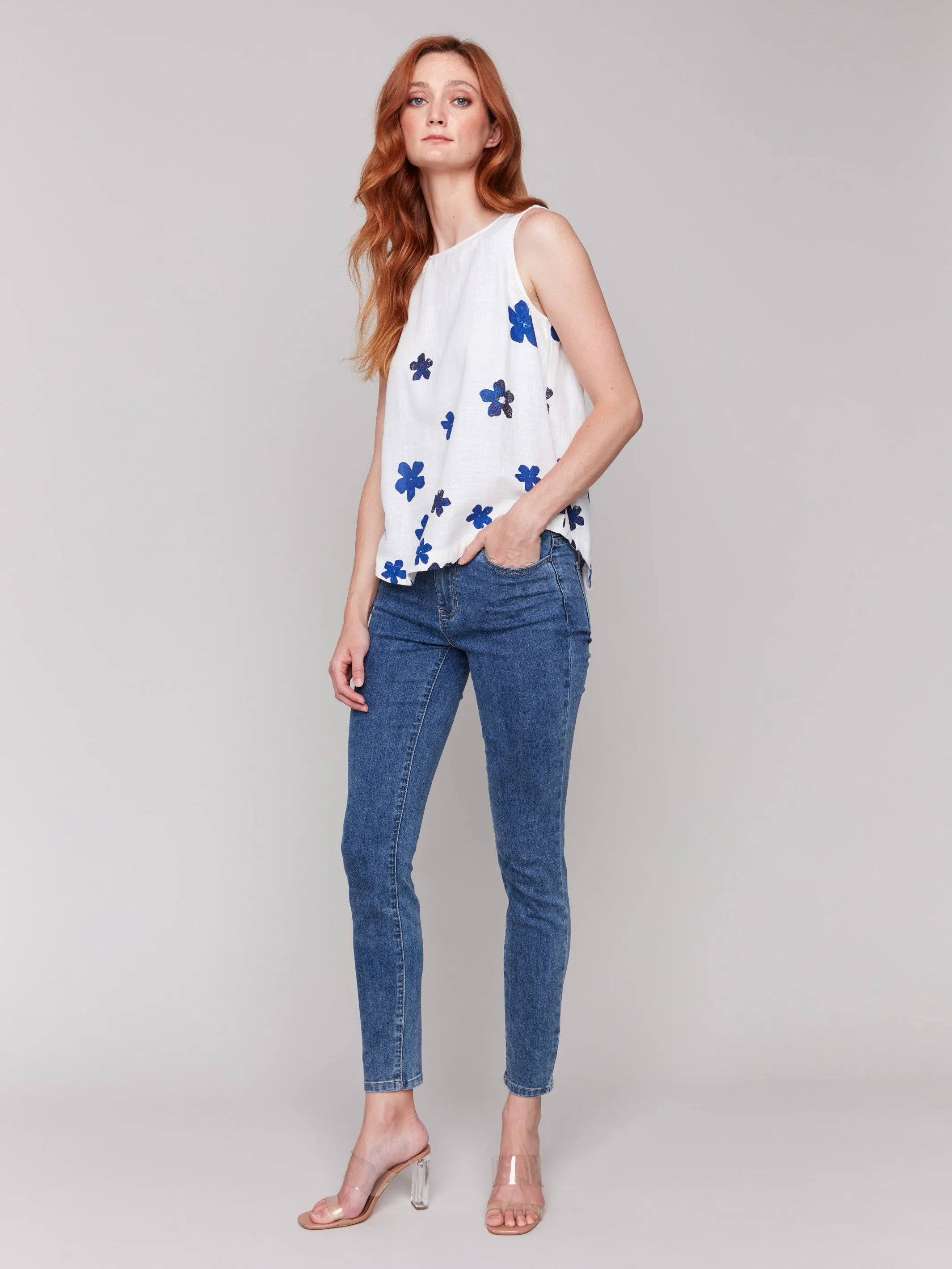 Floral Print Sleeveless Top with Rounded Hem - Coastal sold by Charlie B product image thumbnail 4