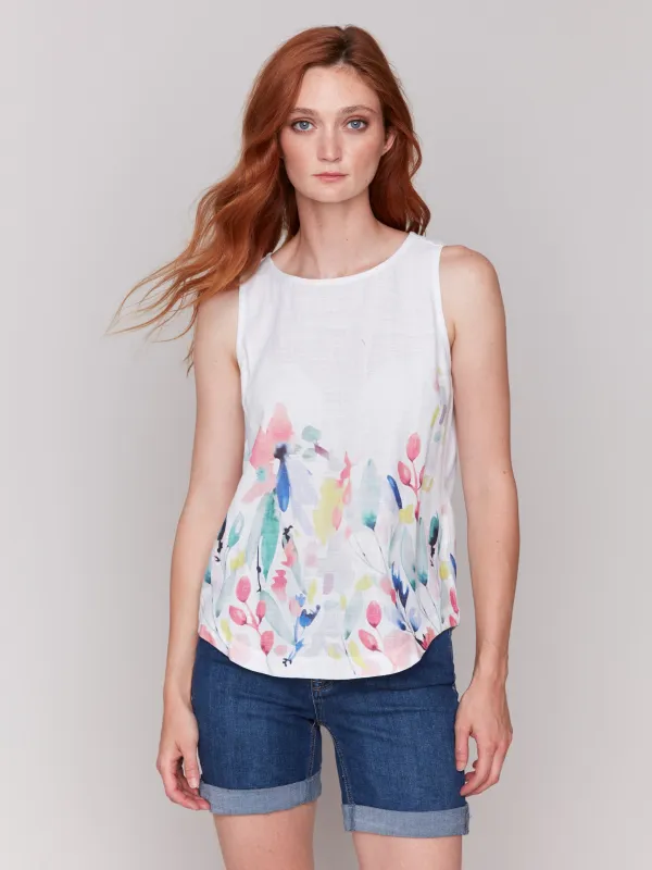 Floral Print Sleeveless Top with Rounded Hem - Dream sold by Charlie B