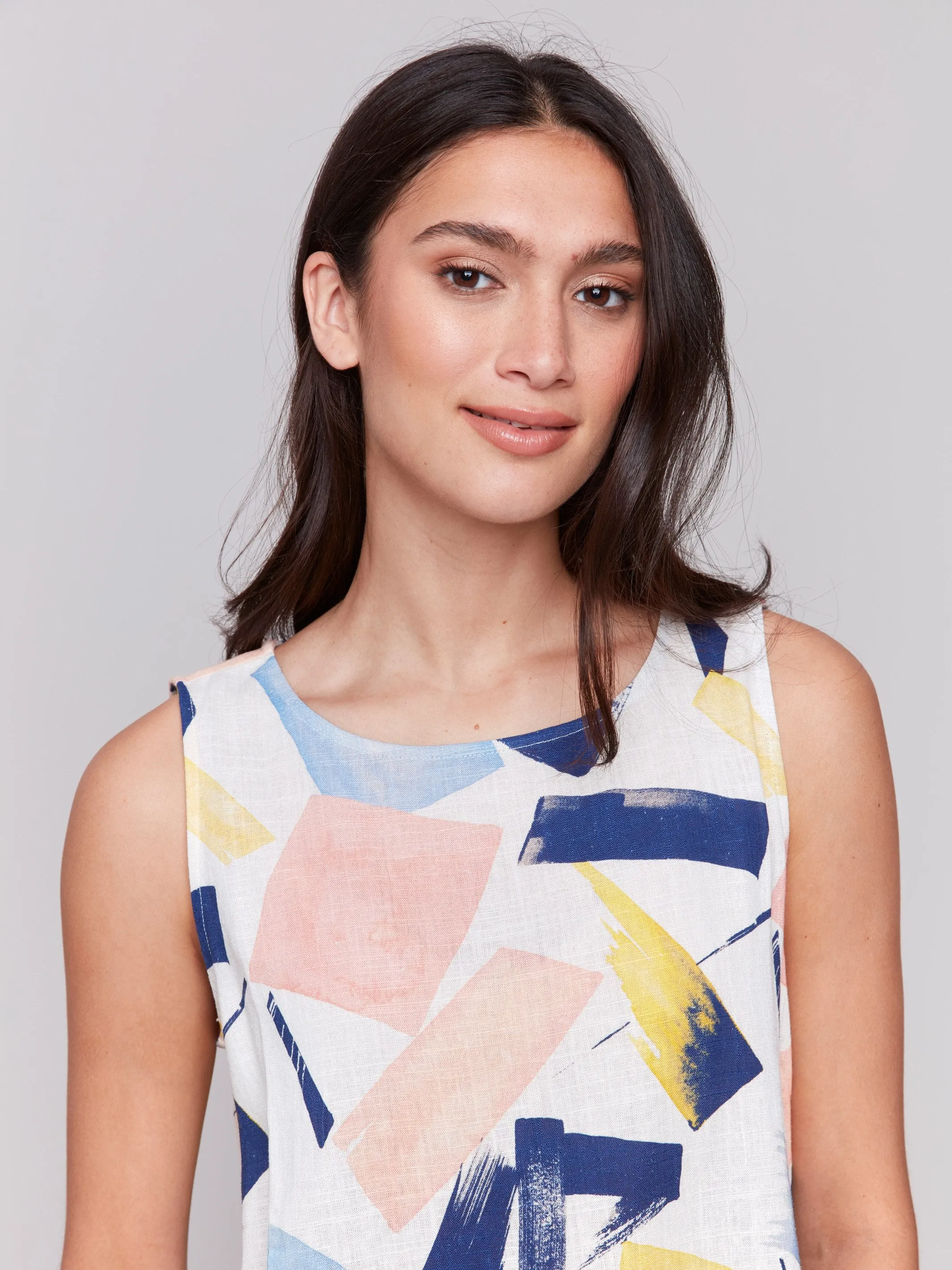 Printed Sleeveless Top with Rounded Hem - Abstract sold by Charlie B product image thumbnail 3