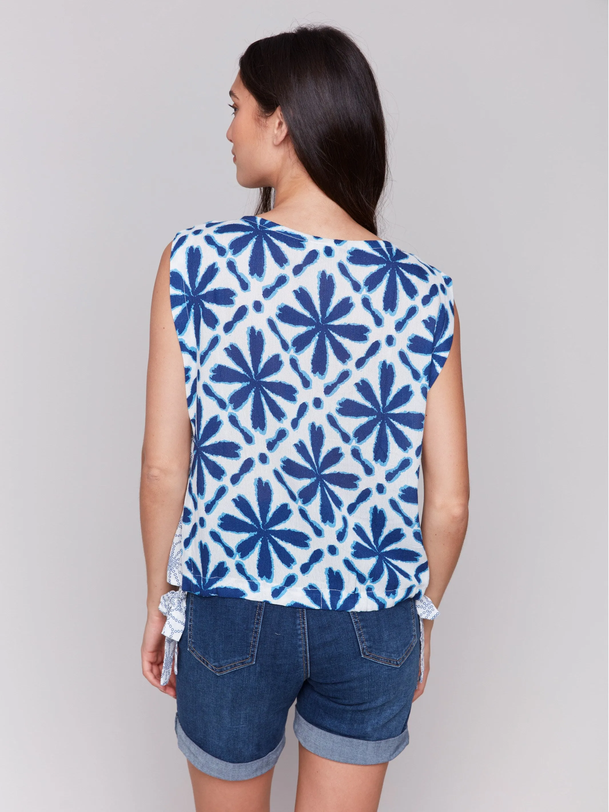 Printed Sleeveless Blouse with Side Ties - Mosaic sold by Charlie B product image thumbnail 3