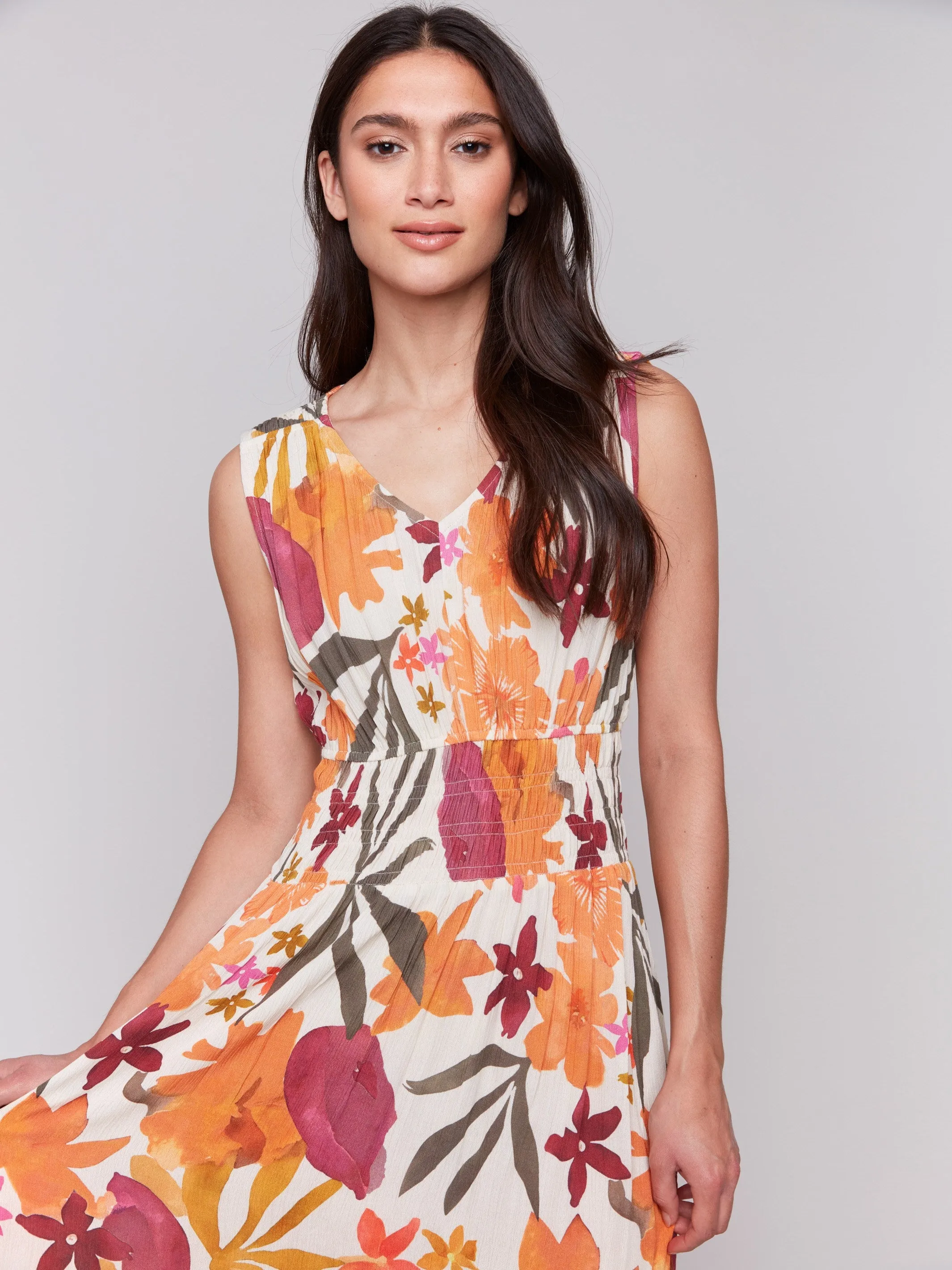 Printed Sleeveless Empire Waist Dress - Bouquet sold by Charlie B product image thumbnail 2