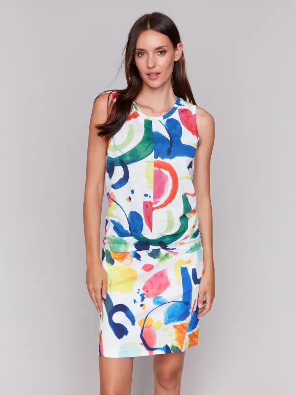 Printed Cotton Slub Tank Top with Knot Detail - Abstract sold by Charlie B