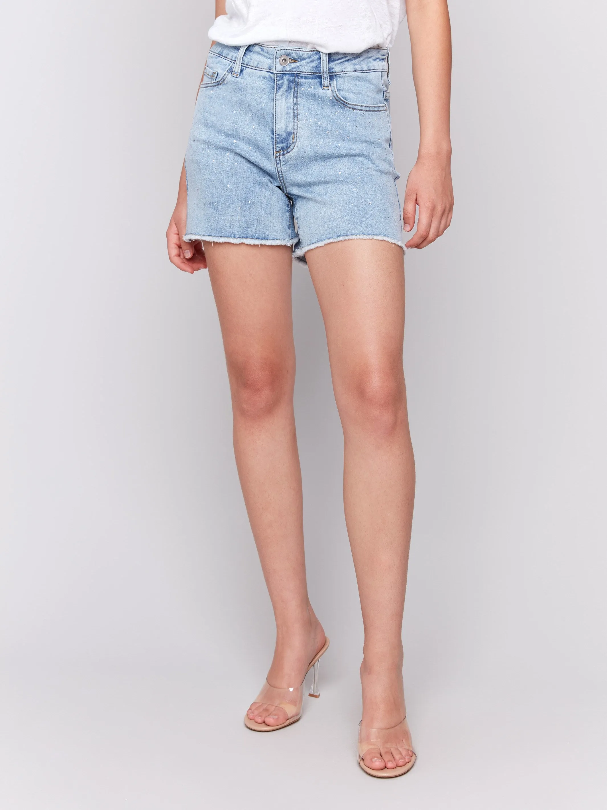 Embellished Stretch Denim Shorts - Light Blue sold by Charlie B product image thumbnail 3