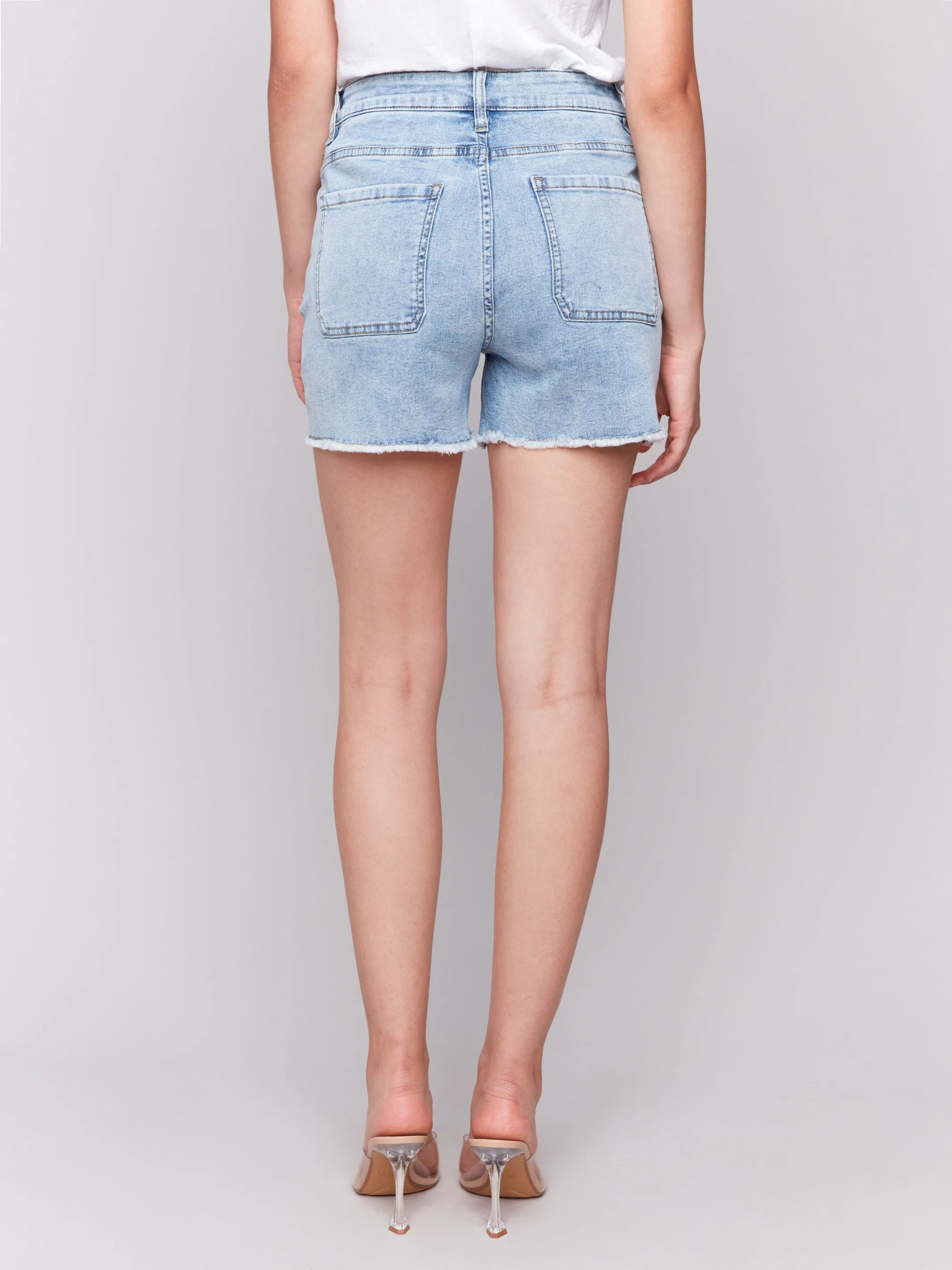 Embellished Stretch Denim Shorts - Light Blue sold by Charlie B product image thumbnail 5