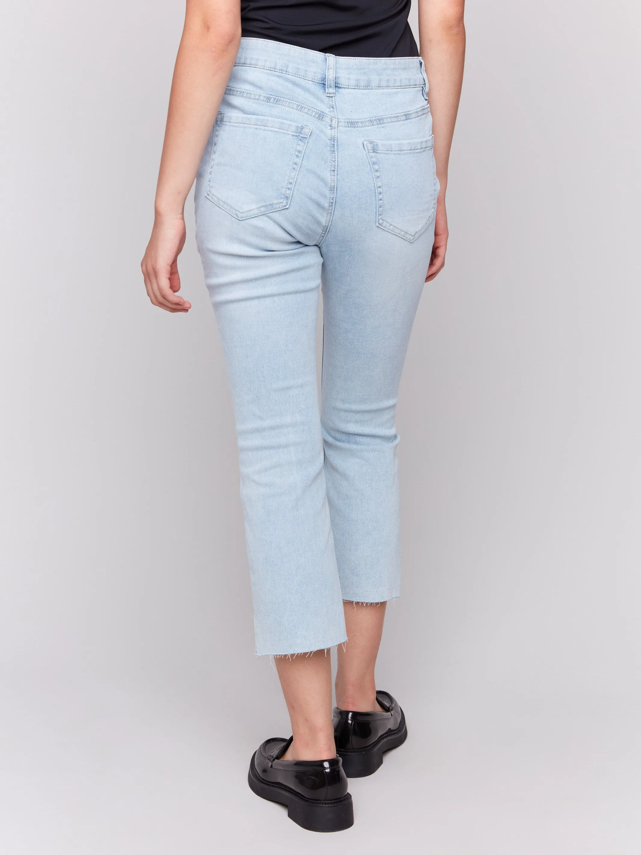 Cropped Jeans with Asymmetrical Hem - Bleach Blue sold by Charlie B product image thumbnail 4