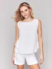 Sleeveless Linen Blend Top with Side Ties - White sold by Charlie B