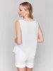 Sleeveless Linen Blend Top with Side Ties - White sold by Charlie B