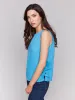 Sleeveless Linen Blend Top with Side Ties - Lagoon sold by Charlie B