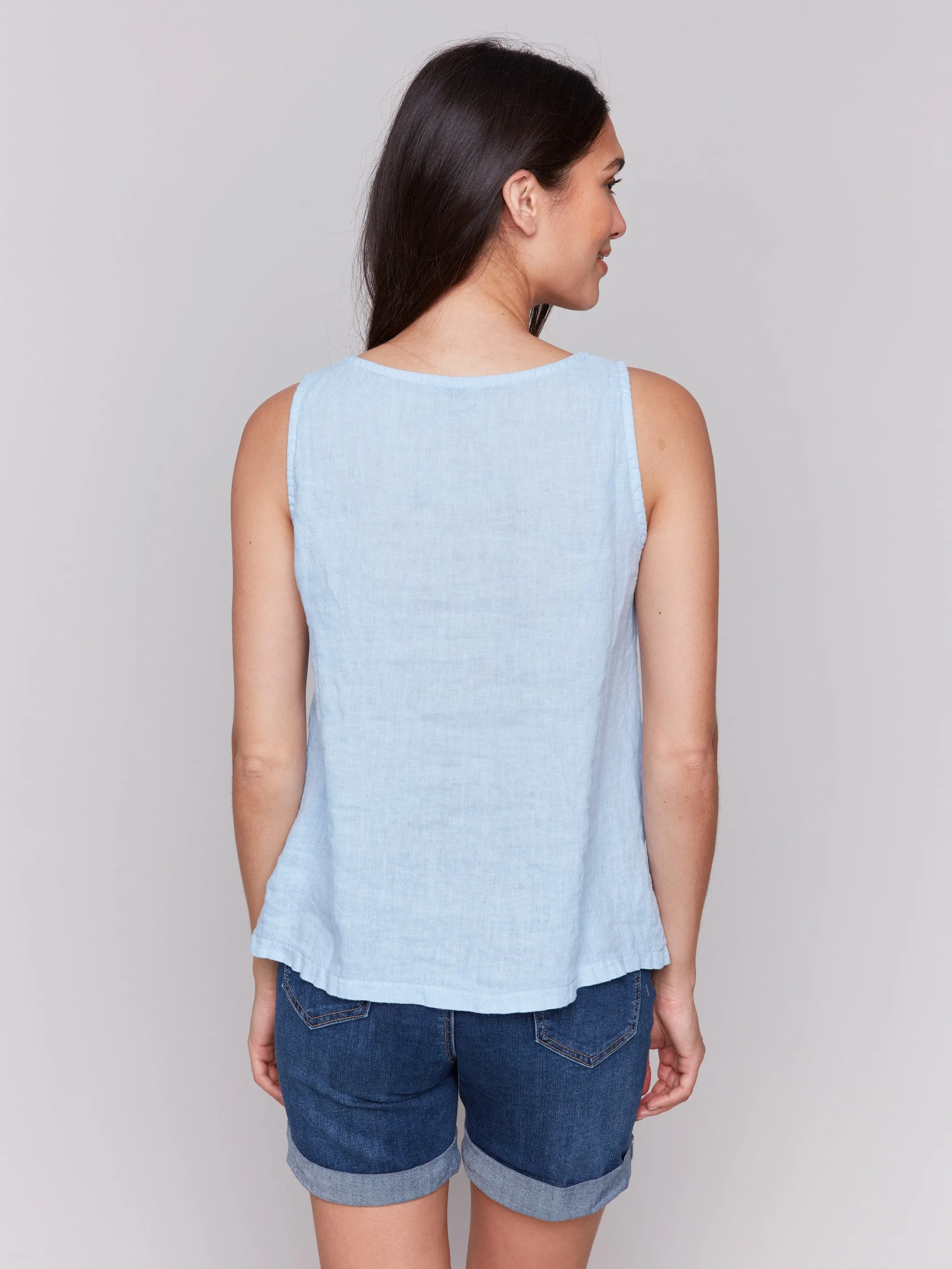 Sleeveless Linen Top with Slit - Bluebell sold by Charlie B product image thumbnail 3