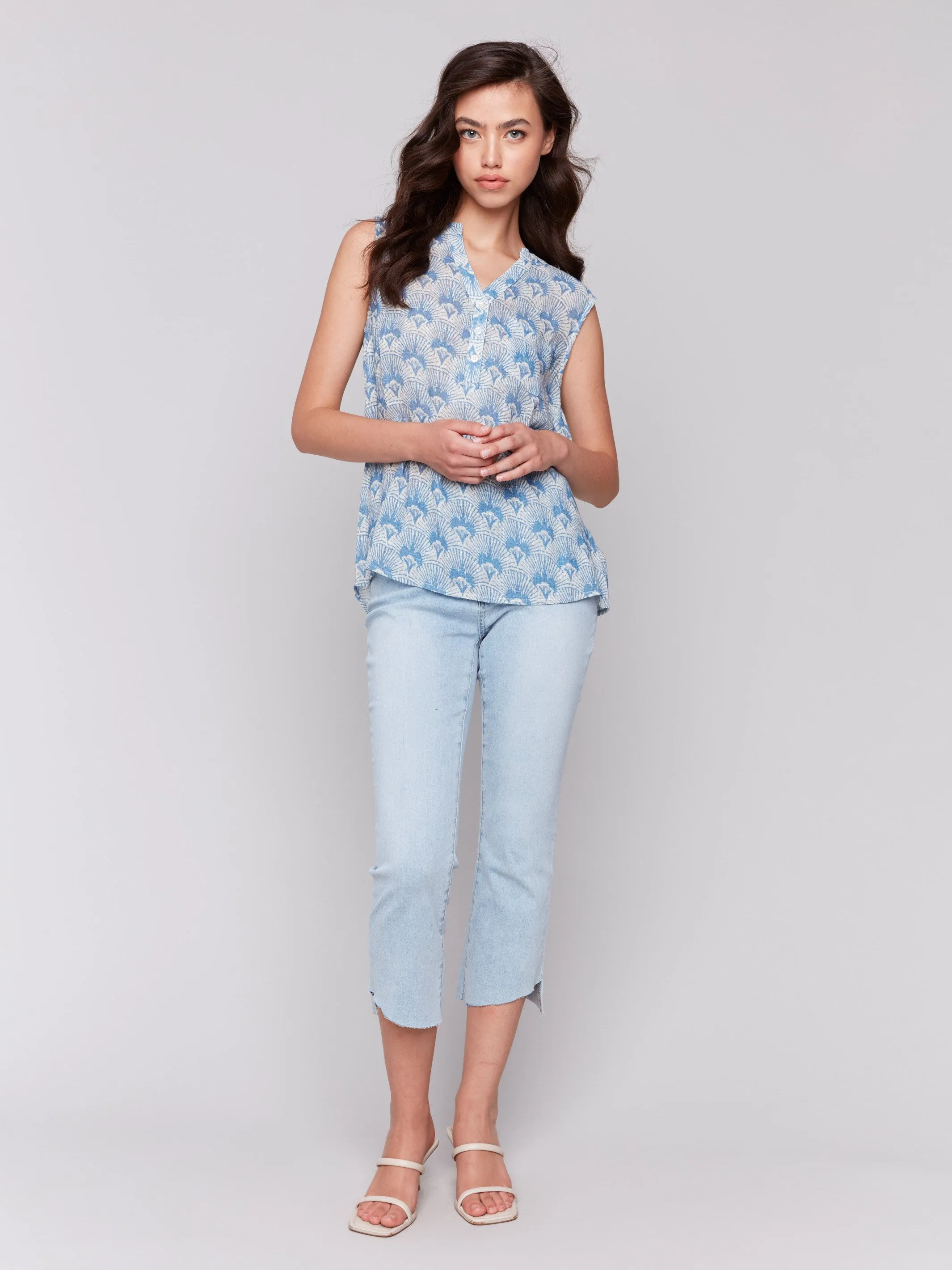 Printed Cotton Gauze Sleeveless Shirt - Tapestry sold by Charlie B product image thumbnail 3