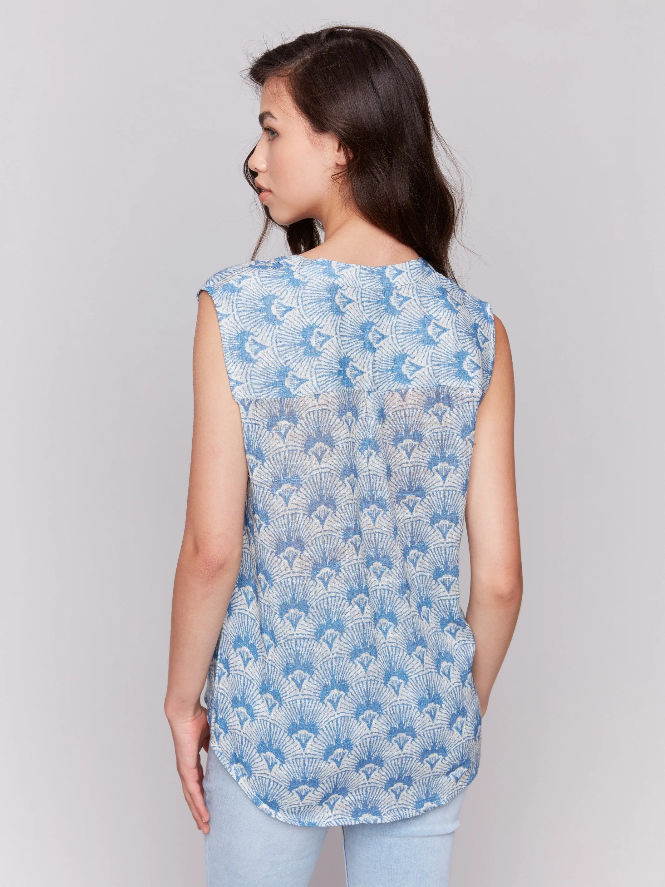 Printed Cotton Gauze Sleeveless Shirt - Tapestry sold by Charlie B product image thumbnail 4