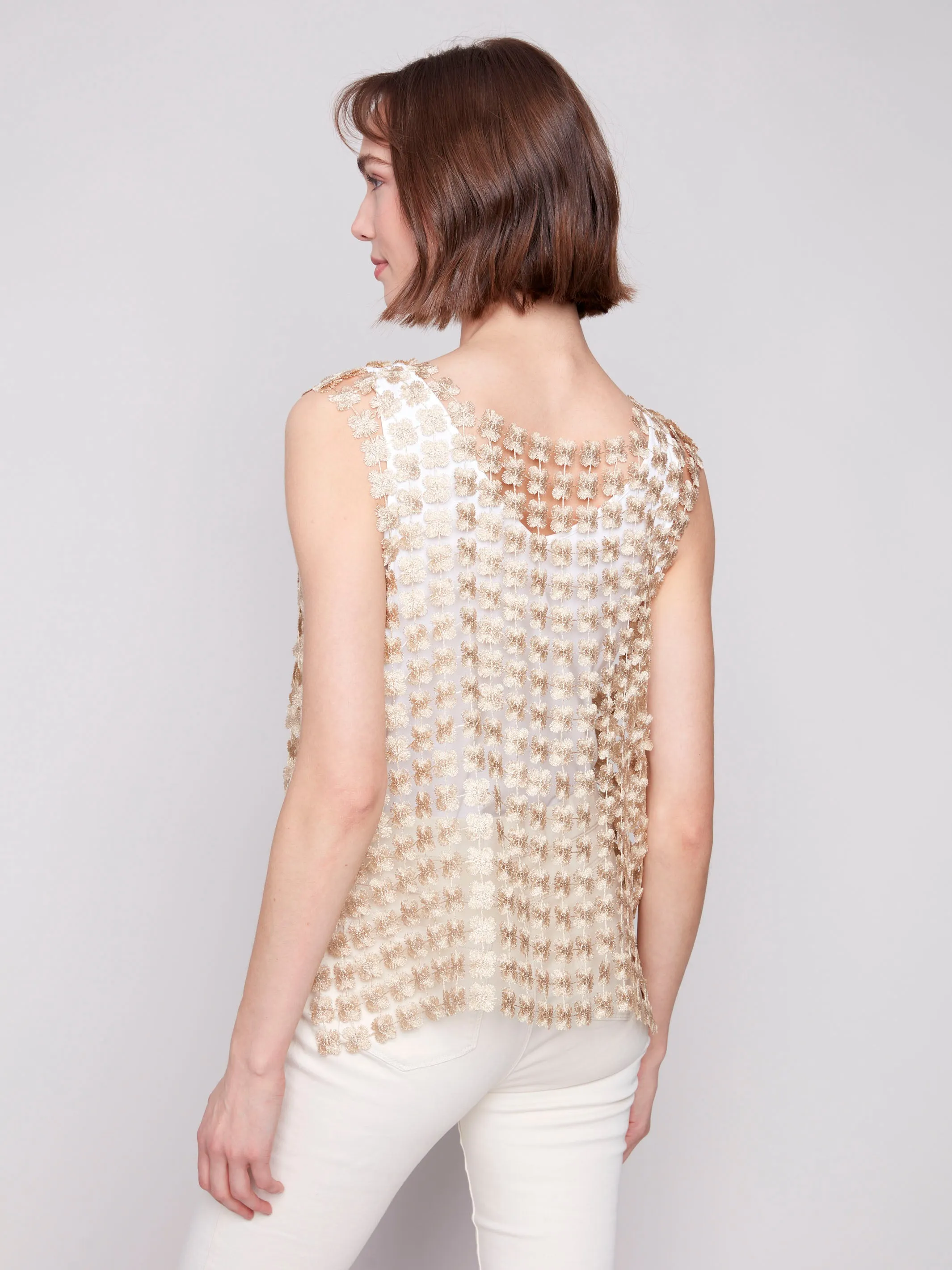 Sleeveless Textured Crochet Flower Top - Gold sold by Charlie B product image thumbnail 5