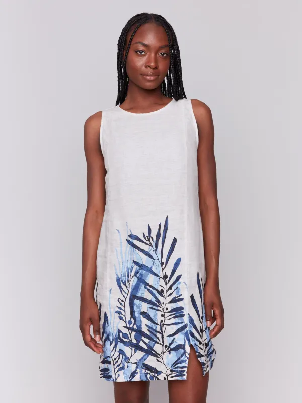 Printed Sleeveless Linen Blend Dress - Palm sold by Charlie B