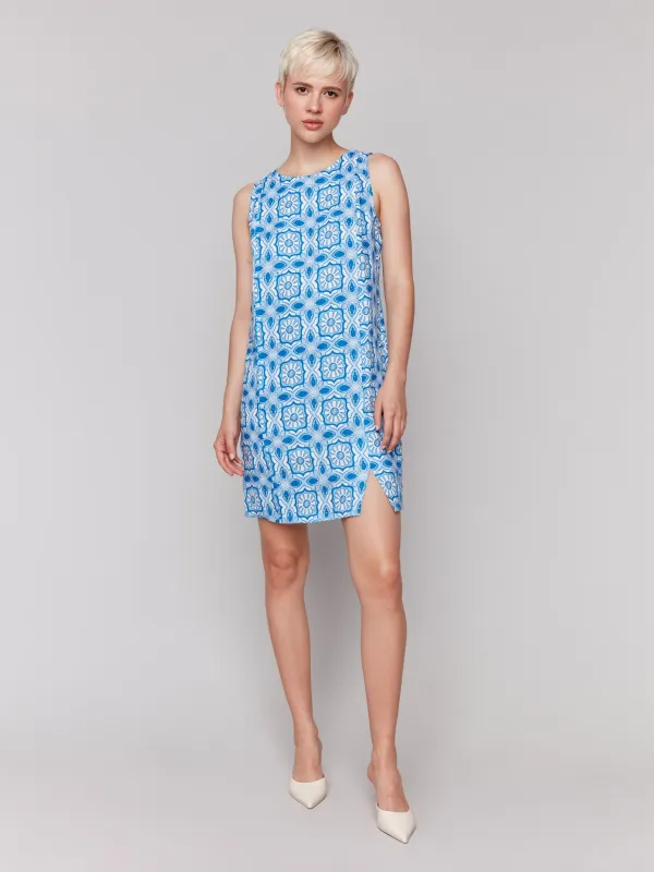 Printed Sleeveless Linen Blend Dress - Illusion sold by Charlie B
