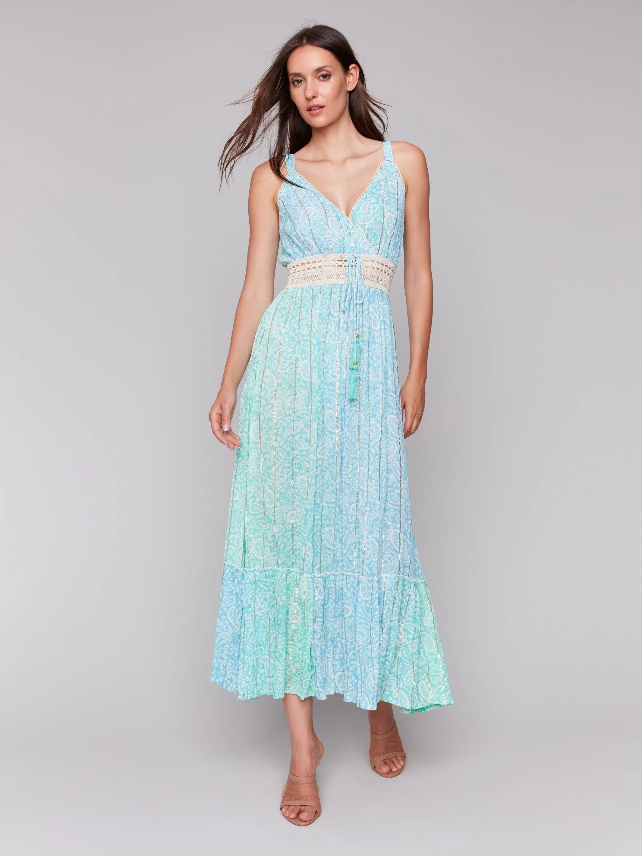 Foil Ombre Tiered Maxi Dress - Lagoon sold by Charlie B product image thumbnail 5