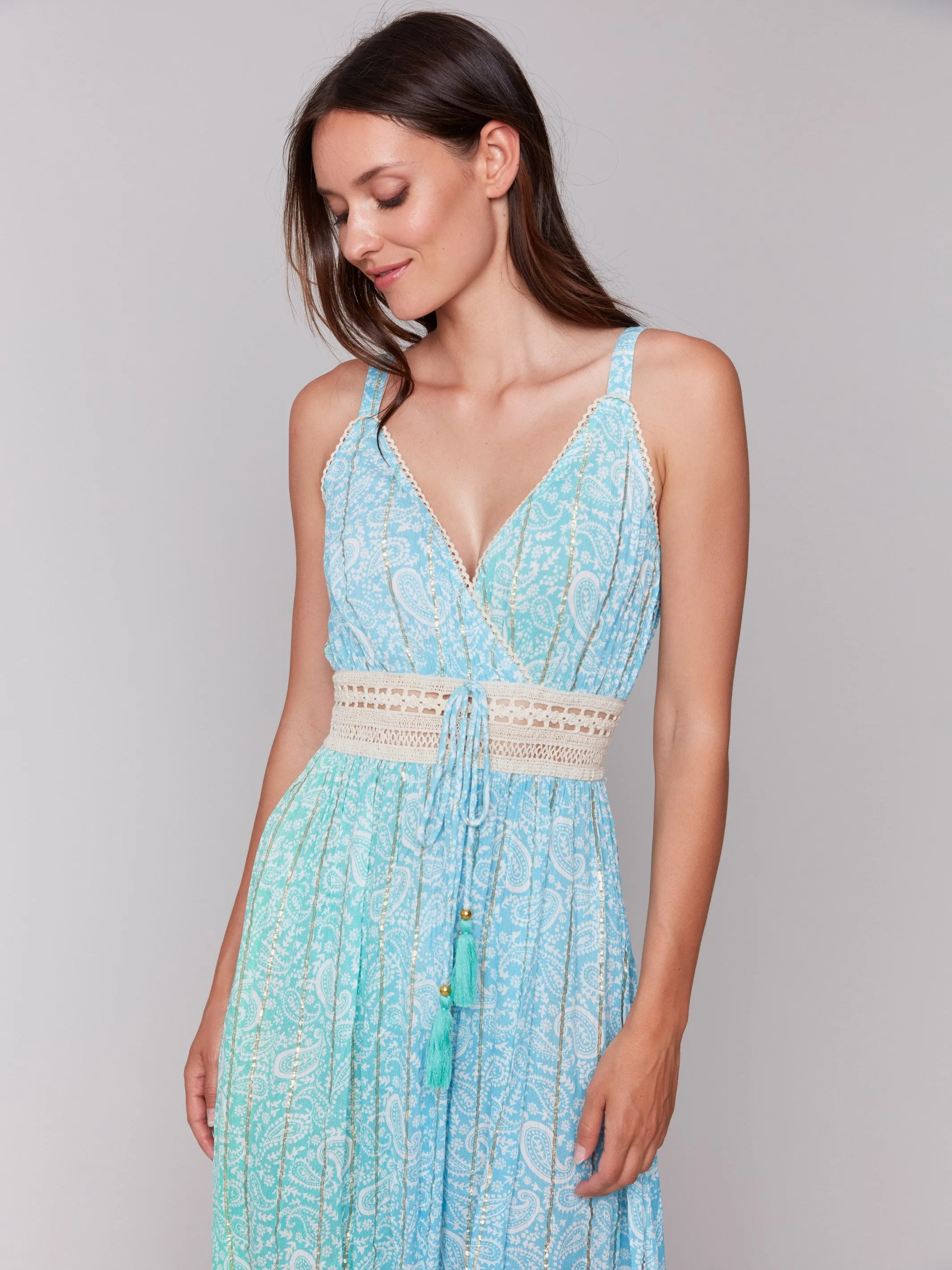 Foil Ombre Tiered Maxi Dress - Lagoon sold by Charlie B product image thumbnail 2
