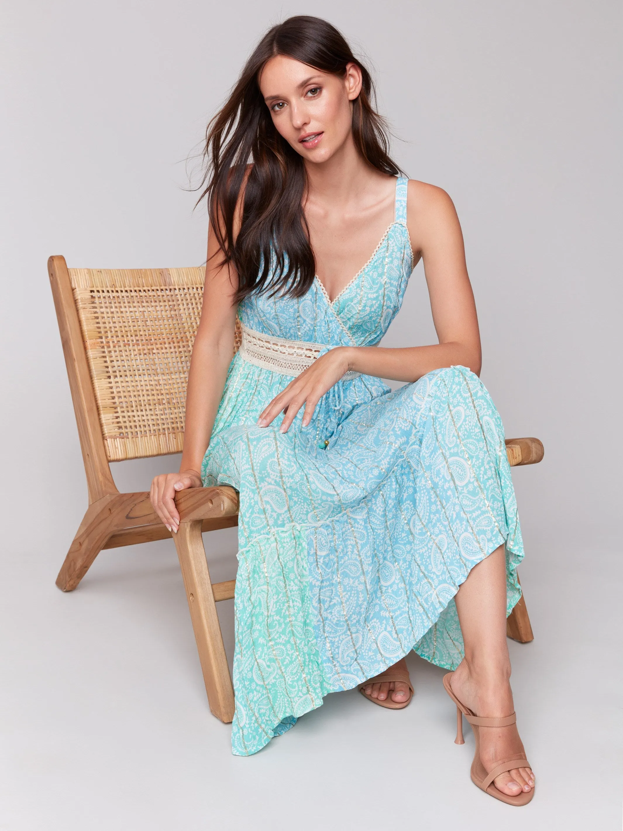 Foil Ombre Tiered Maxi Dress - Lagoon sold by Charlie B product image thumbnail 3