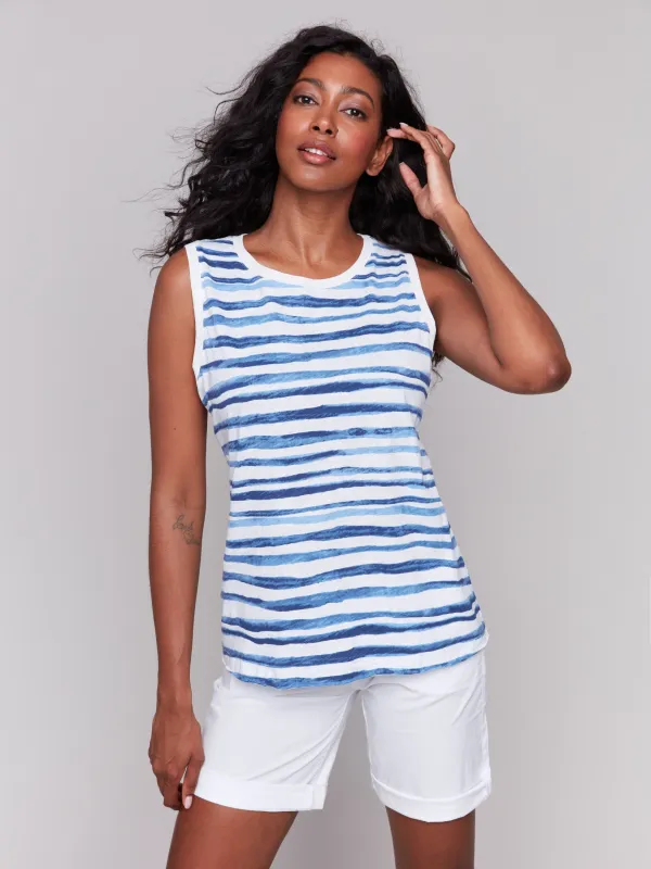 Printed Organic Cotton Sleeveless Top - Stripes sold by Charlie B