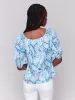 Printed Off-The-Shoulder Cotton Blouse - Blue sold by Charlie B