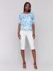 Printed Off-The-Shoulder Cotton Blouse - Blue sold by Charlie B