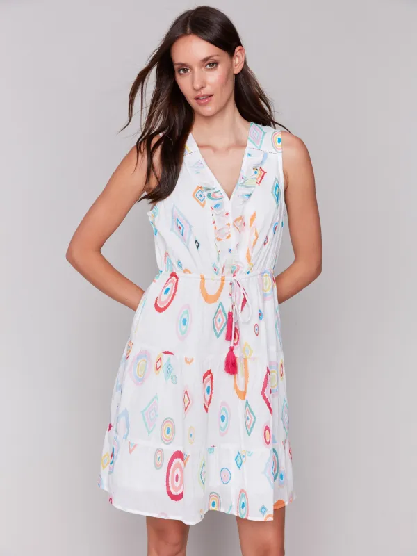 Printed Sleeveless Cotton Ruffle Dress - Diamonds made by Charlie B